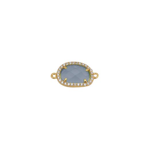 Colgante Entrepieza Plata Dorada Mujer MOM0003DOCB Piedra Mineral Calcedonia Azul & Circonitas