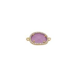 Colgante Entrepieza Plata Dorada Mujer MOM0003DOCR Piedra Mineral Cuarzo Rosa & Circonitas