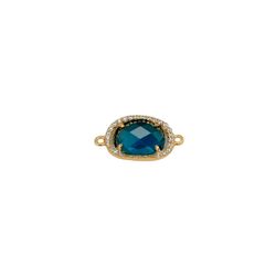 Colgante Entrepieza Plata Dorada Mujer MOM0003DOGB Piedra Mineral Glass Blue & Circonitas