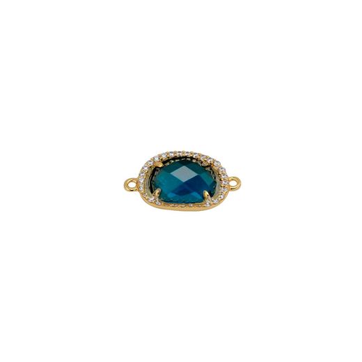 Colgante Entrepieza Plata Dorada Mujer MOM0003DOGB Piedra Mineral Glass Blue & Circonitas