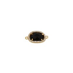 Colgante Entrepieza Plata Dorada Mujer MOM0003DOOX Piedra Mineral Onix Negro & Circonitas