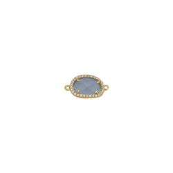Colgante Entrepieza Plata Dorada Mujer MOM0007DOCB Piedra Mineral Calcedonia Azul