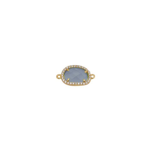 Colgante Entrepieza Plata Dorada Mujer MOM0007DOCB Piedra Mineral Calcedonia Azul