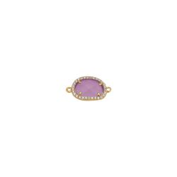 Colgante Entrepieza Plata Dorada Mujer MOM0007DOCR Piedra Mineral Cuarzo Rosa