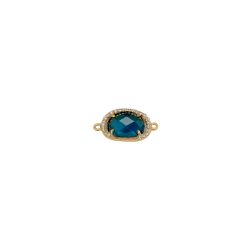 Colgante Entrepieza Plata Dorada Mujer MOM0007DOGB Piedra Mineral Glass Blue