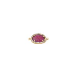 Colgante Entrepieza Plata Dorada Mujer MOM0007DORU Piedra Mineral Rubí