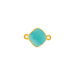 Colgante Entrepieza Plata Dorada Mujer MOM0010DOCB Piedra Mineral Calcedonia Azul