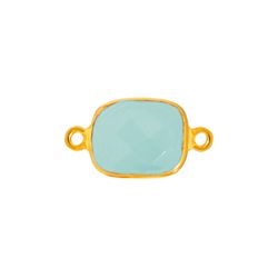 Colgante Entrepieza Plata Dorada Mujer MOM0012DOCB Piedra Mineral Calcedonia Azul