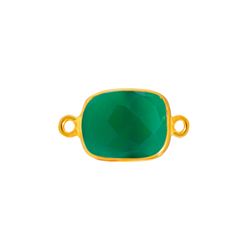 Colgante Entrepieza Plata Dorada Mujer MOM0012DOOV Piedra Mineral Onix Verde