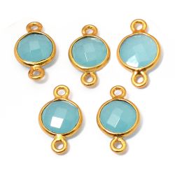 Colgante Entrepieza Plata Dorada Mujer MOM0013DOCB Piedra Mineral Calcedonia Azul (1) Unidad