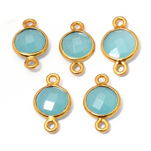Colgante Entrepieza Plata Dorada Mujer MOM0013DOCB Piedra Mineral Calcedonia Azul (1) Unidad