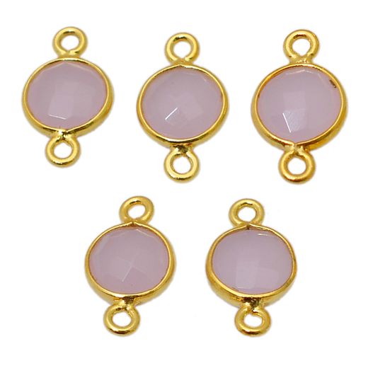 Colgante Entrepieza Plata Dorada Mujer MOM0013DOCR Piedra Mineral Cuarzo Rosa