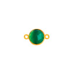 Colgante Entrepieza Plata Dorada Mujer MOM0015DOOV Piedra Mineral Onix Verde