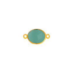Colgante Entrepieza Plata Dorada Mujer MOM0025DOCB Piedra Mineral Calcedonia Azul