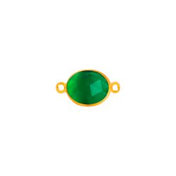 Colgante Entrepieza Plata Dorada Mujer MOM0025DOOV Piedra Mineral Onix Verde