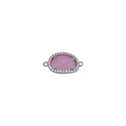 Colgante Entrepieza Plata Mujer MOM0003RHCR Piedra Mineral Cuarzo Rosa & Circonitas