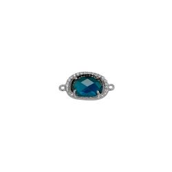 Colgante Entrepieza Plata Mujer MOM0003RHGB Piedra Mineral Glass Blue & Circonitas