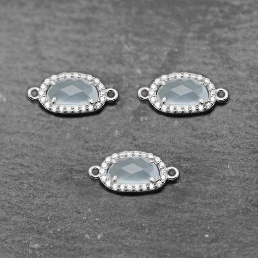 Colgante Entrepieza Plata Mujer MOM0007RUCB Piedra Mineral Calcedonia Azul