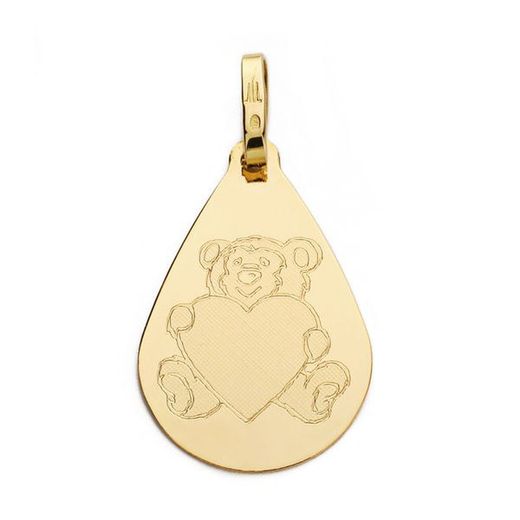 Drop Heart Bear Pendant 18kts 21x14mm 16197