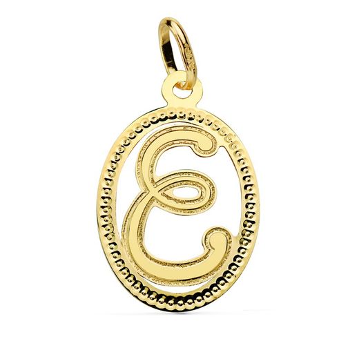 18kt Gold Buchstabe E Runder Anhänger 16620-E