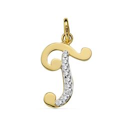 18kt Gold Buchstabe T Anhänger 18kt Zirkone 16740-T