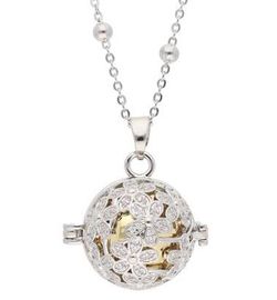 Colgante Liska Acero Bicolor Dorado Llamador Ángel KLA222-D Flores Circonitas