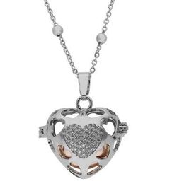 Colgante Liska Acero Bicolor Rose Llamador Ángel KLA173 Corazón Circonitas