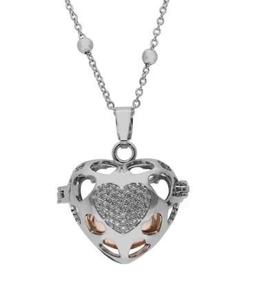 Colgante Liska Acero Bicolor Rose Llamador Ángel KLA173 Corazón Circonitas