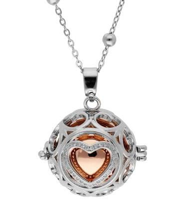 Colgante Liska Acero Bicolor Rose Llamador Ángel KLA216 Corazón Circonitas