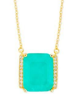 Colgante Liska Plata Dorada MED388CL-VD Circonita Cuadrada Verde