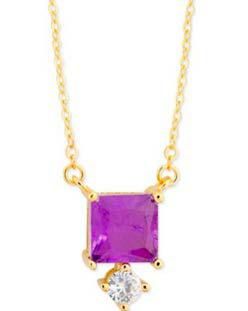 Colgante Liska Plata Dorada MED390CL-LD Circonita Cuadrada Morada Bicolor Blanca