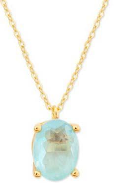 Colgante Liska Plata Dorada MED392CL-AD Circonita Ovalada Azul Turquesa