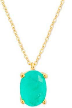 Colgante Liska Plata Dorada MED392CL-VD Circonita Ovalada Verde Turquesa