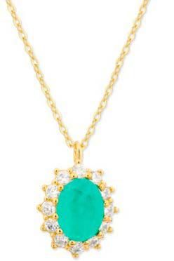 Colgante Liska Plata Dorada MED394CL-VD Circonita Ovalada Verde Bicolor Blanca