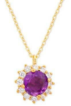 Colgante Liska Plata Dorada MED395CL-LD Circonita Redonda Morada Bicolor Blanca