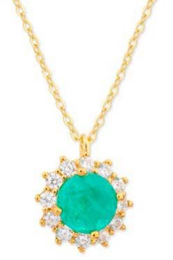 Colgante Liska Plata Dorada MED395CL-VD Circonita Redonda Verde Bicolor Blanca