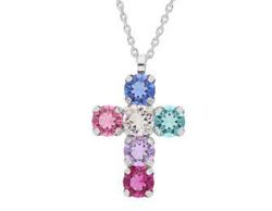 Colgante Liska Plata LSW4425CL Cruz Cristales Multicolores