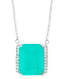 Colgante Liska Plata MED388CL-V Circonita Cuadrada Verde