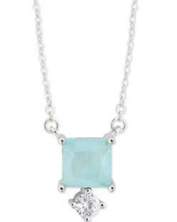 Colgante Liska Plata MED390CL-A Circonita Cuadrada Azul Bicolor Blanca