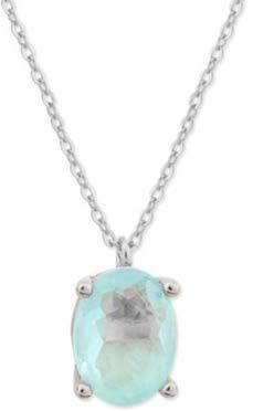 Colgante Liska Plata MED392CL-A Circonita Ovalada azul Turquesa