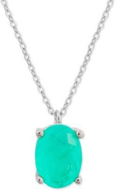 Colgante Liska Plata MED392CL-V Circonita Ovalada Verde Turquesa