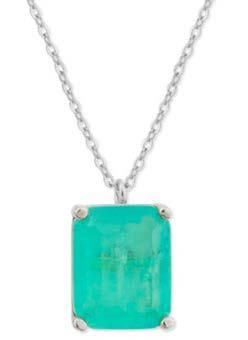 Colgante Liska Plata MED393CL-V Circonita Cuadrada Verde Turquesa