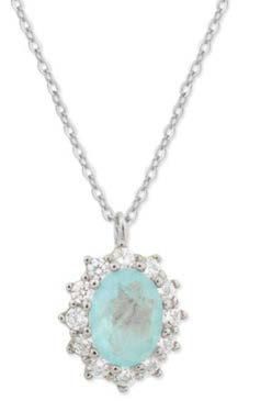 Colgante Liska Plata MED394CL-A Circonita Ovalada Azul Bicolor Blanca