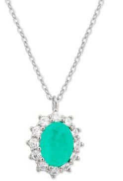 Colgante Liska Plata MED394CL-V Circonita Ovalada Verde Bicolor Blanca