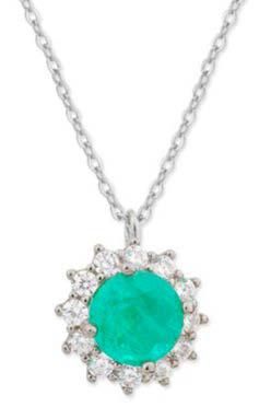 Colgante Liska Plata MED395CL-V Circonita Redonda Verde Bicolor Blanca