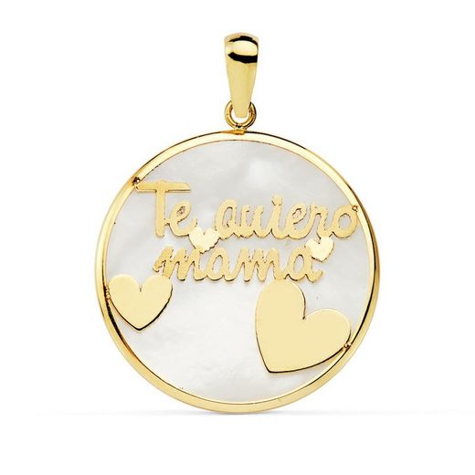 18kts Gold Hearts Mama Pendant 20mm 16920 Mother of Pearl