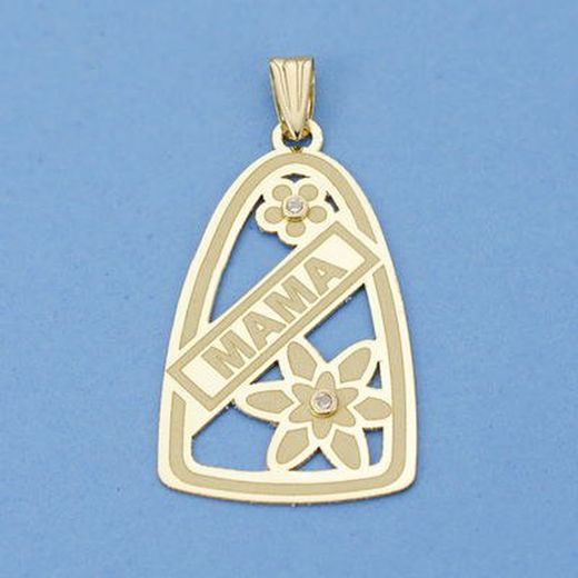 18kts Gold Mama Flowers Pendant 29x17mm 16015