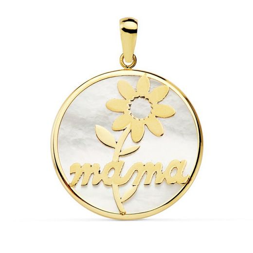 18kts Gold Mama Margarita Pendant 20mm 16921 Mother of Pearl