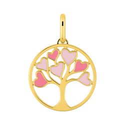 Colgante Metal Chapado Oro Argyor MRM (CH)136456 Círculo Árbol Corazones Rosados