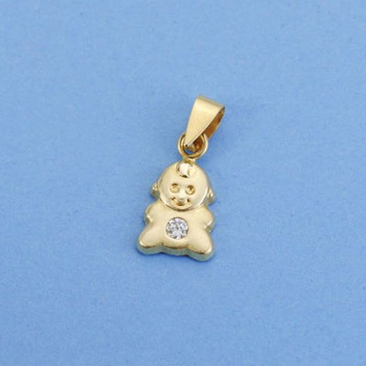Pingente de menina de zircônia cúbica de ouro 18kts 13074